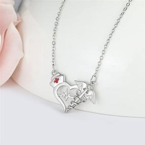 img 3 attached to 👩 Nurse Necklace with Caduceus Heart: Perfect Gift for Female Nurses, Doctors, Medical Students, RN Graduation, and Girls in Nursing Profession