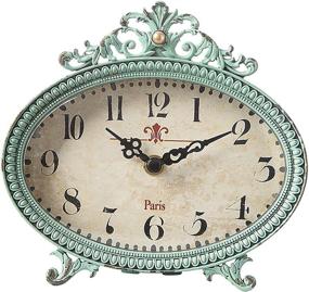 img 4 attached to ⏰ Antiqued Green Pewter Mantel Clock by Creative Co-Op