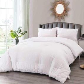 img 3 attached to Nanko Seersucker Queen Comforter Set 3 PCs – All Season Reversible Down Alternative Quilted Duvet Insert - Luxury Hotel Quality Bedding Sets in a Bag (Size 90 inch, White)