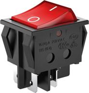 🚤 diyhz 3pcs ac16a/125v 16a/250v dpst 4pins 2 position on/off rocker switch with red led light - ideal for boats логотип