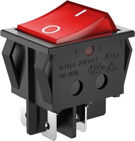 img 2 attached to 🚤 DIYhz 3Pcs AC16A/125V 16A/250V DPST 4Pins 2 Position On/Off Rocker Switch with Red LED Light - Ideal for Boats