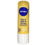 🍯 nivea milk & honey natural defense lip balm - soothing lip care 0.17 oz logo