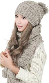 img 3 attached to Winter Warm Knitted Hat Beanie Hat Scarf Set for Women and Girls by HANERDUN - Fashionable & Cozy