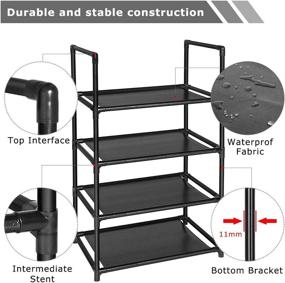 img 1 attached to Стеллаж для обуви Barsone: 4-ярусный органайзер для маленьких пространств, вмещает 8-10 пар, крепкий и легкий обувной тумбочка для гардеробной, прихожей, коридора или гостиной.