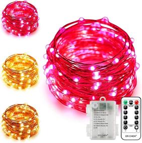 img 4 attached to 🎄 ErChen Battery Powered Dual-Color Led String Lights - 33FT 100 LEDs: Color Changing & Dimmable with 8 Modes, Remote Timer - Ideal for Indoor/Outdoor Christmas Décor (Warm White, Pink)