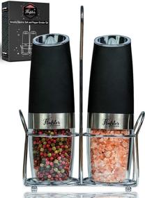 img 4 attached to Adjustable Coarseness Electric Salt and Pepper Grinder Set - Battery Operated Stainless Steel Mills - Automatic Salt and Pepper Grinders with White LED Light