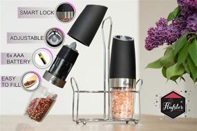 img 3 attached to Adjustable Coarseness Electric Salt and Pepper Grinder Set - Battery Operated Stainless Steel Mills - Automatic Salt and Pepper Grinders with White LED Light