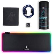 🖱️ анубис gx rgb игровой коврик для мыши xl - большой водонепроницаемый расширенный коврик для мыши с 10 видами светящихся светодиодов, антискользящим покрытием rgb precision - черный 31.5 x 11.8 дюймов логотип