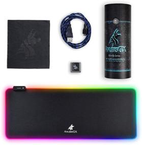 img 4 attached to 🖱️ Анубис GX RGB Игровой коврик для мыши XL - Большой водонепроницаемый расширенный коврик для мыши с 10 видами светящихся светодиодов, антискользящим покрытием RGB Precision - Черный 31.5 x 11.8 дюймов