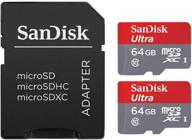 🔒 sandisk sdsqunc064gaulm ультра 64 гб microsdxc uhs-i карта (2 пакета) с адаптером логотип