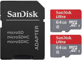 img 1 attached to 🔒 SanDisk SDSQUNC064GAULM Ультра 64 ГБ microSDXC UHS-I карта (2 пакета) с адаптером