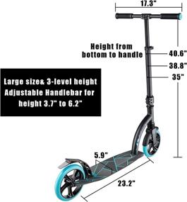 img 3 attached to 🛴 Albott Scooter for Adults: Wide Handlebar & Large Aluminum Deck Kick Scooter – Adjustable Height, Big Wheel, ABEC-9 Bearings – Teens & Kids 8+, 250LB Max Load