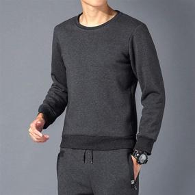 img 1 attached to Gihuo Men's Cozy 👕 Crewneck Sherpa-Lined Fleece Sweatshirt Pullover Tops