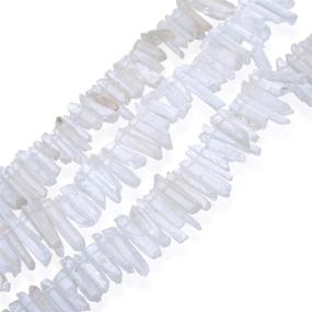 img 4 attached to 🔮 Small Size Clear Crystal Quartz Pendulum Spike Points with Natural Raw Healing Properties - 2 Strands, 30 Inch Total Length - Top Drilled Gemstone Stick Pendant Beads GA1