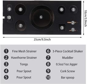 img 3 attached to Stylish Bamboo Stand Bartender Set - Essential New Year Party Bar Supplies (Black)