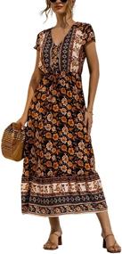 img 4 attached to PERSUN Womens Bohemian V Neck Floral Women's Clothing for Dresses