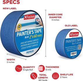 img 2 attached to 🔵 XFasten Professional Blue Painters Tape - Sharp Edge Line Technology, 2" by 60 Yards (Single Pack) - Clean Release Wall Trim Tape for Sharp Lines and Residue-Free Artisan Grade Finish