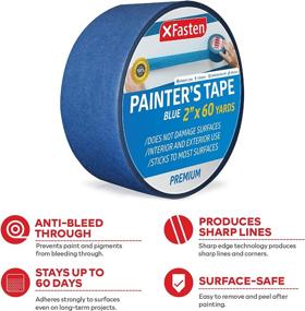 img 3 attached to 🔵 XFasten Professional Blue Painters Tape - Sharp Edge Line Technology, 2" by 60 Yards (Single Pack) - Clean Release Wall Trim Tape for Sharp Lines and Residue-Free Artisan Grade Finish