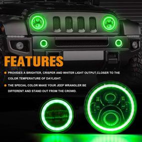 img 1 attached to 🚙 BEEYEO Jeep Wrangler LED Headlight with RGB Halo, 7'' Angle Eye + 4'' Fog Lights Combo for 1997-2018 JK TJ LJ JKU, Bluetooth Control, DOT Approved