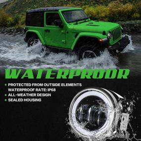 img 3 attached to 🚙 BEEYEO Jeep Wrangler LED Headlight with RGB Halo, 7'' Angle Eye + 4'' Fog Lights Combo for 1997-2018 JK TJ LJ JKU, Bluetooth Control, DOT Approved