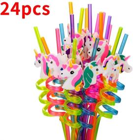 img 1 attached to 🦄 Set of 30 Reusable Unicorn Drinking Plastic Straws with Cleaning Brush and Unicorn Temporary Tattoos for Girls - Rainbow Unicorn Birthday Party Supplies - Party Favors and Decorations