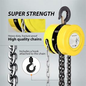 img 3 attached to 🔧 10-Feet Manual Hand Chain Block Hoist with 2 Hooks - 1 Ton Capacity (Yellow) by SPECSTAR