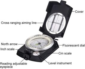 img 1 attached to COSTIN Multifunctional Compass: High Accuracy with Map Measurer, Distance Calculator & More - Ideal for Outdoor Activities - Matte Black Finish