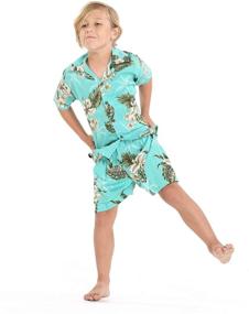 img 1 attached to 🌺 Stylish Hawaiian Aloha Shirt in Green & White for Boys' Clothing