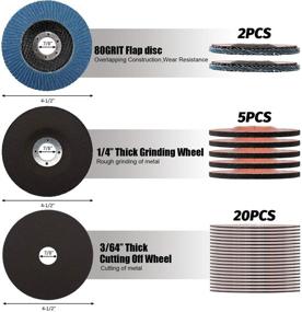 img 3 attached to 🔧 KingTool 27pcs Angle Grinder Wheel Set: 20 Cutting Wheels, 5 Grinding Wheels, 2 Flap Discs for Steel and Stainless Cutting Grinding - 4-1/2" Diameter, 7/8" Arbor