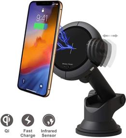 img 3 attached to 📱 i-Star Wireless Clamping Handsfree Car Phone Mount for iPhone & Samsung - Dashboard Cell Phone Holder with Automatic Sensor - Charges iPhone Xs MAX/XS/XR/X/8/8+, Samsung S10/S10+/S9/S9+/S8/S8+