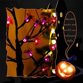 img 1 attached to Battery Powered Black Tree Lamp with 24 LED Lights and 30 DIY Spiders/Bats - Malgero Halloween Decoration for Gothic Home Decor, Indoor Tabletop Spooky Bonsai Night Light