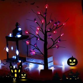 img 2 attached to Battery Powered Black Tree Lamp with 24 LED Lights and 30 DIY Spiders/Bats - Malgero Halloween Decoration for Gothic Home Decor, Indoor Tabletop Spooky Bonsai Night Light