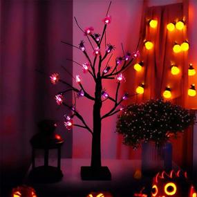 img 3 attached to Battery Powered Black Tree Lamp with 24 LED Lights and 30 DIY Spiders/Bats - Malgero Halloween Decoration for Gothic Home Decor, Indoor Tabletop Spooky Bonsai Night Light