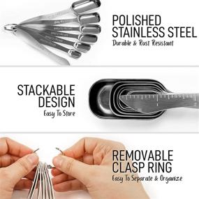 img 1 attached to 🥄 Zulay Kitchen Stainless Steel Measuring Spoons Set - Etched Markings, Slim Design for Spice Jars - Heavy Duty 6 Piece Set with Bonus Leveler