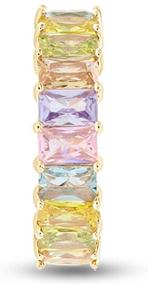 img 2 attached to AFFY Emerald Cut Created Gemstone Eternity Rainbow Women's Jewelry