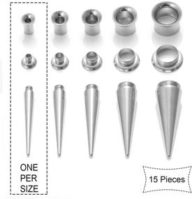img 2 attached to 🔩 Ruifan Unisex 2 in 1 Stainless Steel Interchangeable Screw Fit Taper Tunnel Expander Ear Stretcher Plug Piercing Gauges: 6G, 4G, 2G, 0G, 00G