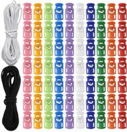 🛍️ yookat 100pcs cord locks spring toggle stopper plastic toggle spring stop single hole string cord locks with 20 yards 1/8 inch cord stretch string in multicolor logo