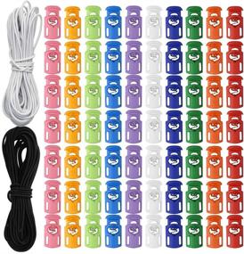 img 4 attached to 🛍️ Yookat 100Pcs Cord Locks Spring Toggle Stopper Plastic Toggle Spring Stop Single Hole String Cord Locks with 20 Yards 1/8 Inch Cord Stretch String in Multicolor