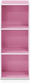 img 2 attached to Furinno 3-Tier Open Shelf 📚 Bookcase in White and Pink, Model 11003WH/PI