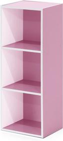 img 1 attached to Furinno 3-Tier Open Shelf 📚 Bookcase in White and Pink, Model 11003WH/PI