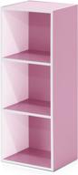 furinno 3-tier open shelf 📚 bookcase in white and pink, model 11003wh/pi logo