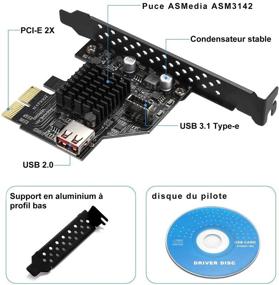 img 3 attached to 🔌 EZDIY-FAB Внутренняя картa расширения разъема передней панели USB 3.1 Gen2 20-контактный соединитель для передачи данных 10 Гбит/с USB 2.0 Плата расширения PCI Express 3.0 X2 для настольных компьютеров (ASM3142)