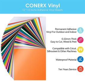 img 3 attached to CONERX постоянные самоклеящиеся виниловые листы - 12 "х 12" - 45 разноцветных листов (матовые и глянцевые) + скребок | Работает с машинами Cricut и для резки