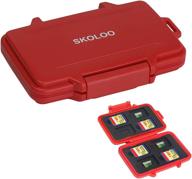 skoloo weatherproof micro sd card case hunter red - compact single cute sd card storage box holder container logo