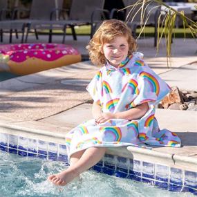 img 2 attached to 🌈 Baba & Bear Hooded Towel: Rainbow Kids Swimsuit Cover-Up for Beach, Pool, Bath