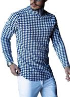 gafeng mens slim fit turtleneck t shirt: stylish houndstooth print for lightweight workout or everyday blue top логотип