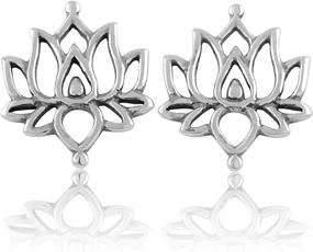 img 1 attached to 🌸 0.59in Sterling Silver Lotus Flower Stud Earrings - Enhanced SEO