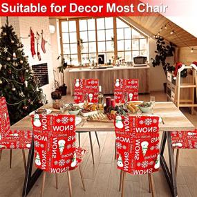 img 3 attached to Camlinbo Christmas Chair Covers - Festive Set of 4 Snowman and Snowflake Stretch Covers for Xmas Dining, Kitchen, Restaurant, and Holiday Parties - Home Indoor Decorations