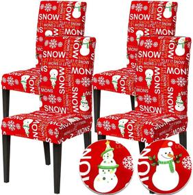 img 4 attached to Camlinbo Christmas Chair Covers - Festive Set of 4 Snowman and Snowflake Stretch Covers for Xmas Dining, Kitchen, Restaurant, and Holiday Parties - Home Indoor Decorations