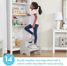 img 3 attached to 🪜 Melissa & Doug Kids Furniture: Gray Wooden Step Stool for Children